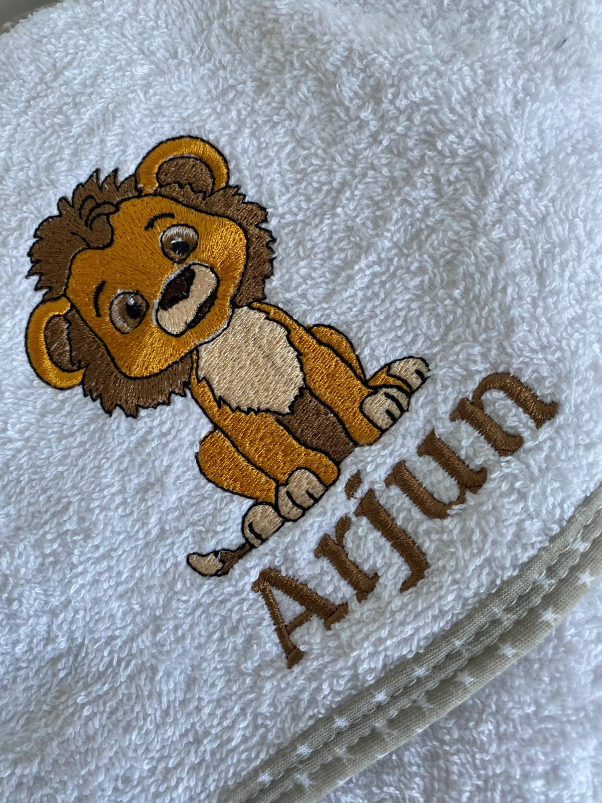 Personalised Baby Hooded Bath Towel Baby Animal