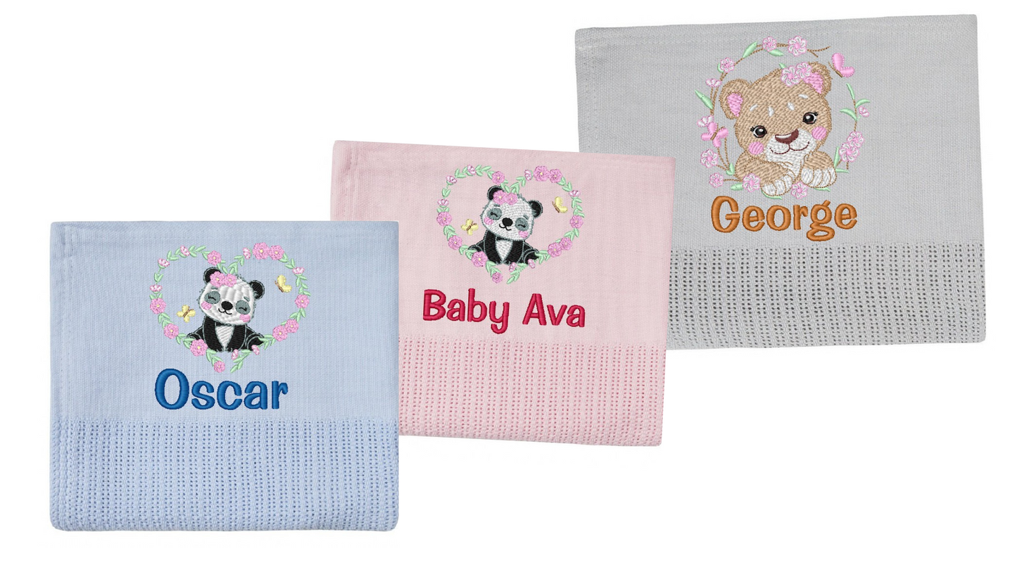 Personalised Cute animal Design Baby Cellular Blanket 100% cotton