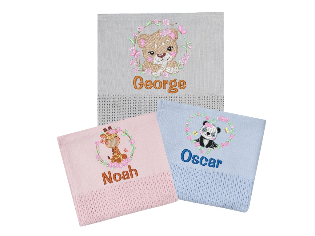 Personalised Cute animal Design Baby Cellular Blanket 100% cotton